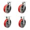 Service Caster 12'' Heavy Duty Red Poly on Cast Iron Caster Set 2 Swivel Locks 2 Rigid, 4PK CRAN-SCC-KP92S1230-PUR-RS-BSL-2-R-2 - alternate 1